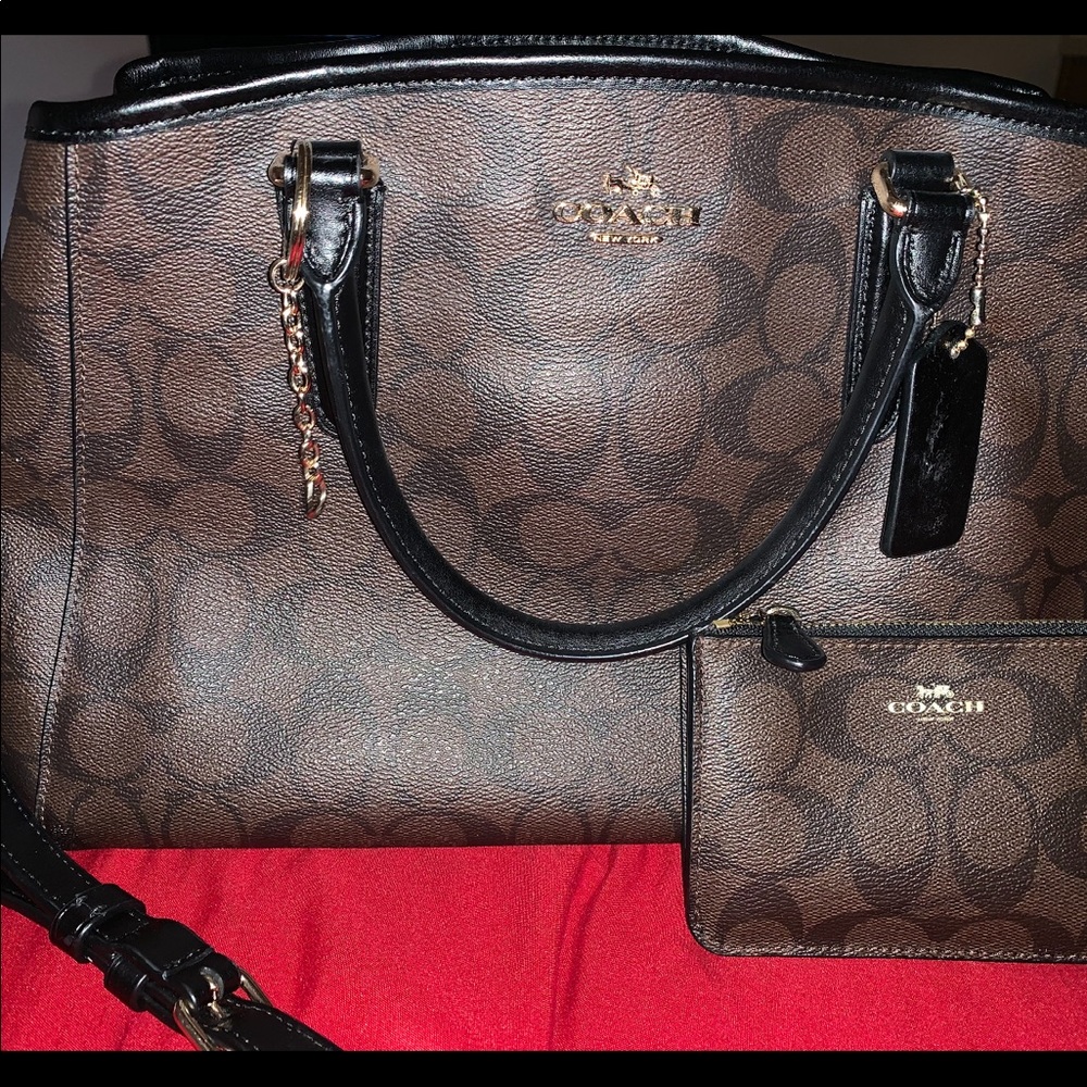 Chocolate Coach Handbag w/matching wallet